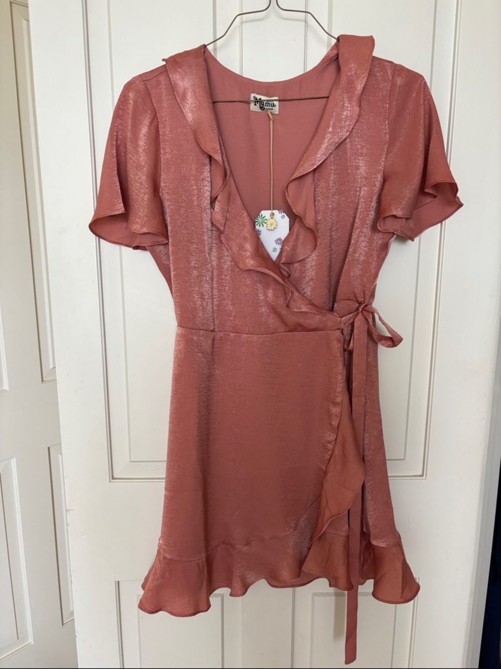 Show Me Your Mumu Rose Wrap Ruffle Mini Dress